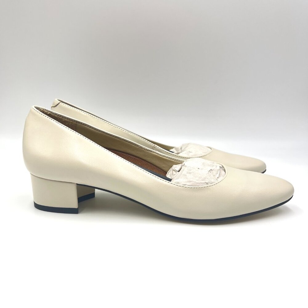 8N 8 NARROW WIDTH Walking Cradles Bone Cream Leather Heels Pumps Shoes‎